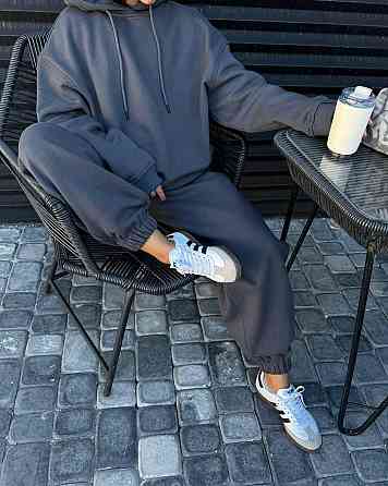 Жіночий повсякденний стильний костюм із якісної тринитки на флісі Графіт Одеса