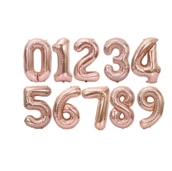 Цифры фольгированные розовое золото 32