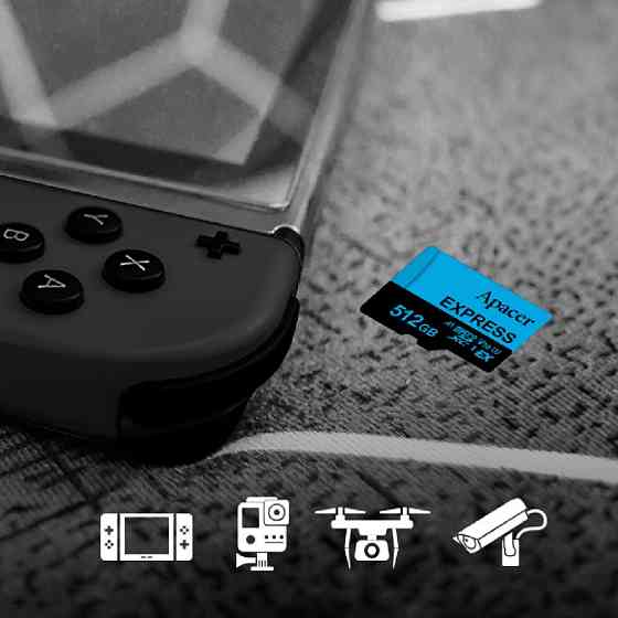Карта памяти microSDXC (UHS-1 U3) Apacer Express 512Gb class 10 V30 A1 Read/Write:810/700 MB/sec (Compatible with Nintendo Киев