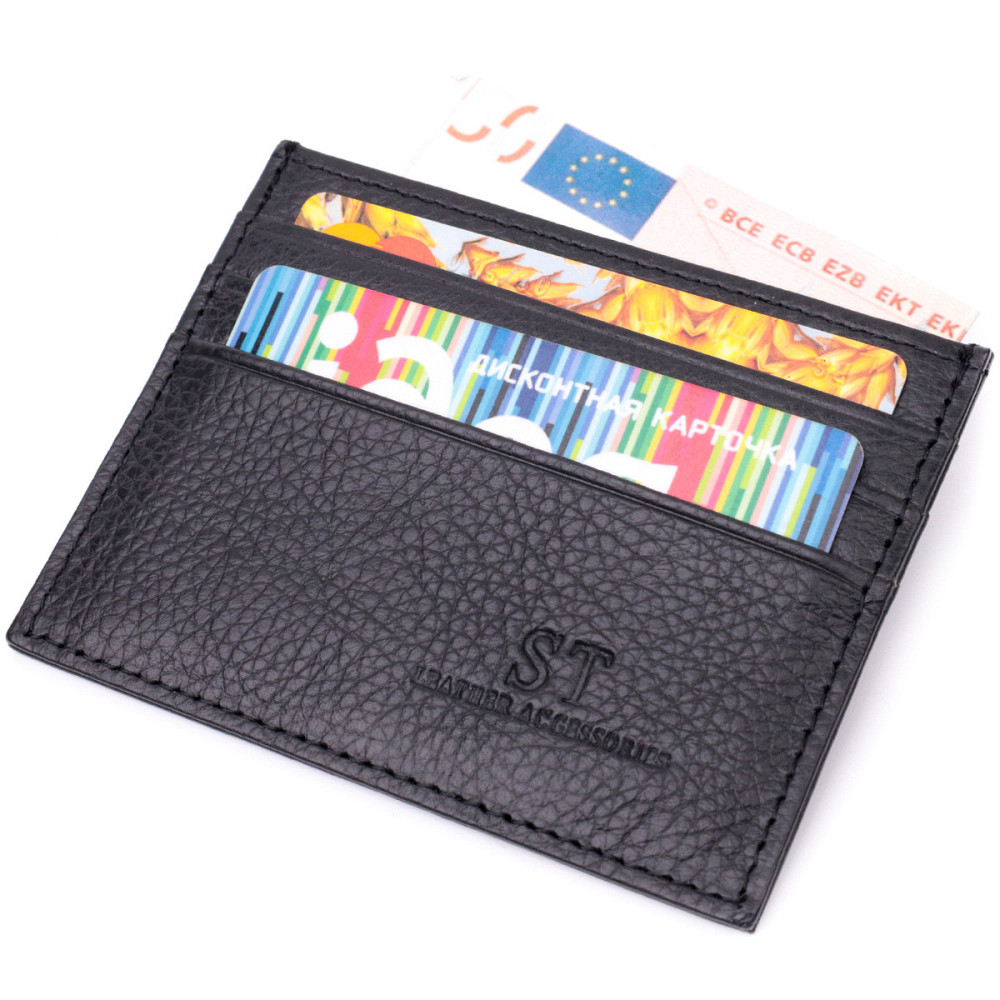 Стильний кард-кейс із натуральної шкіри ST Leather 22447 Чорний Київ - фото 3
