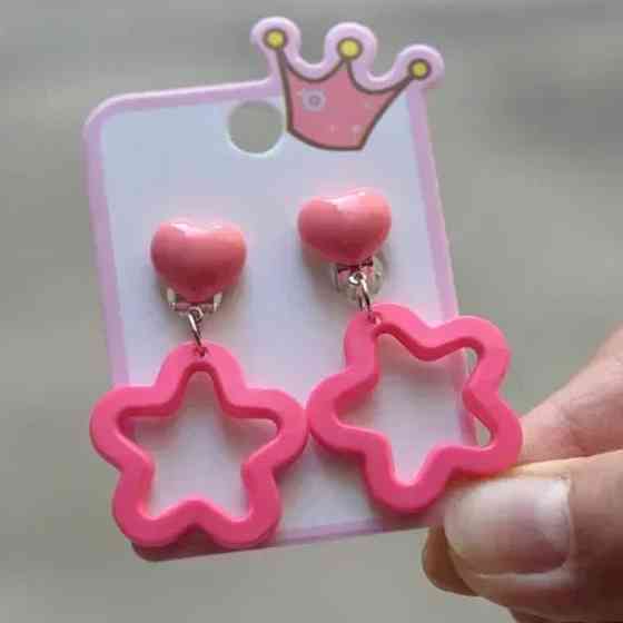 Клипсы детские Звездочки 45 на 30 мм малиновый Киев