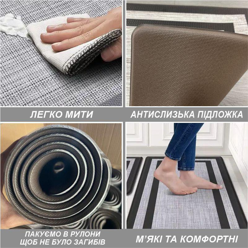 Килимки кухонні Lovely Svi - м'які з ефектом пам'яті антиковзаючі - 44x150x 1 см Сіра окантовка (181223) Київ - фото 7