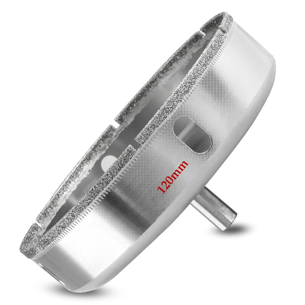 Алмазна коронка 120 мм по плитці/керамограніту/склу, під дриль, хвостовик 9,5 мм, з бічними вікнами (849668897) Київ - фото 1