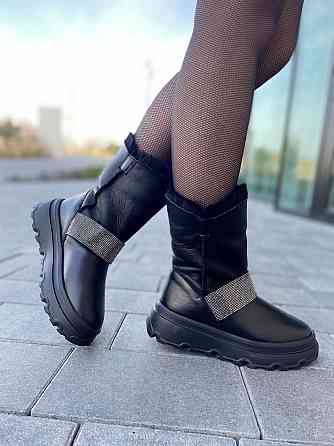 Marko Угги жіночі DE MARKO чорні натуральна шкіра зима висота 12 см (4881) Коломия