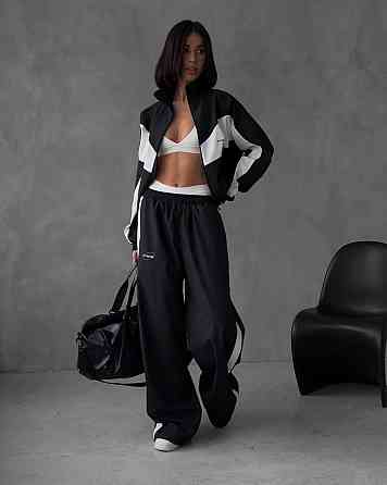 Жіночий стильний костюм оверсайз — двійка плащівка Еммі + підкладка спорт Чорний, 46/48 Одеса