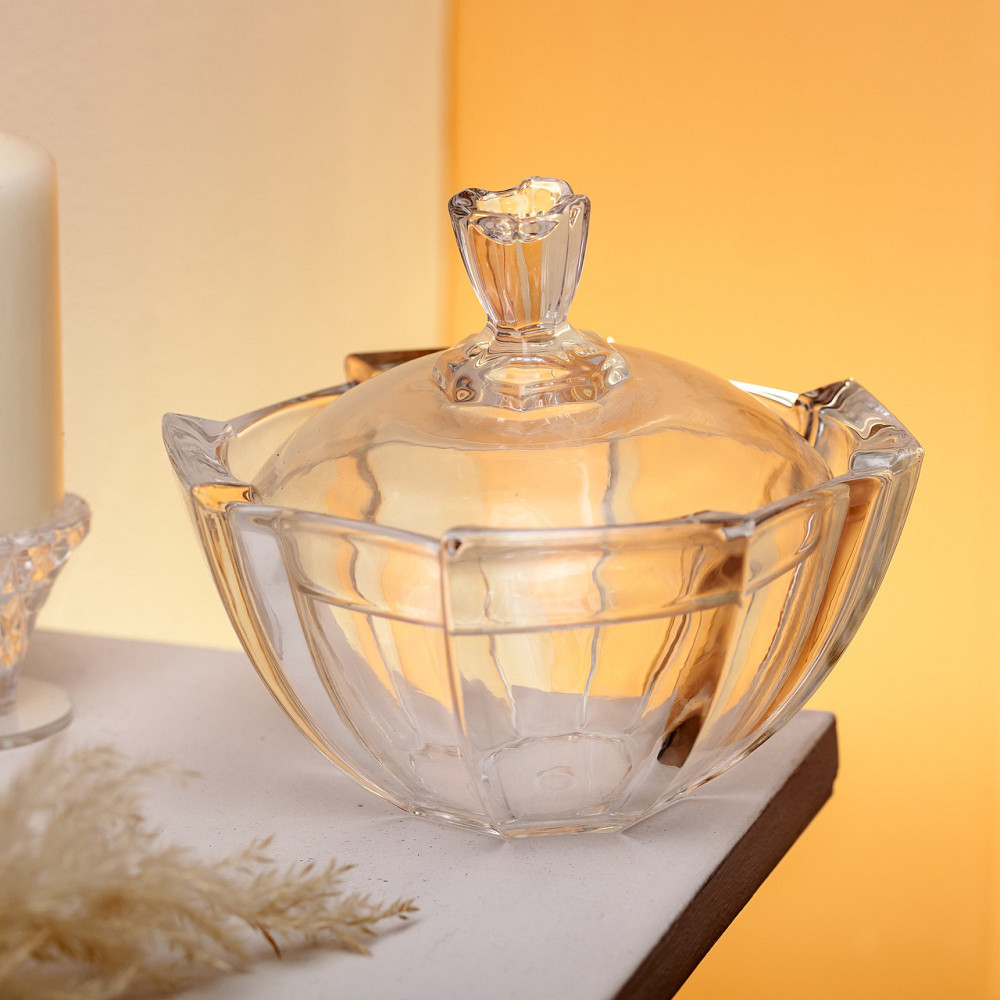 Сахарница с крышкой Ø 15 см ваза сахарница круглая стеклянная HP-4-120 Киев - изображение 4