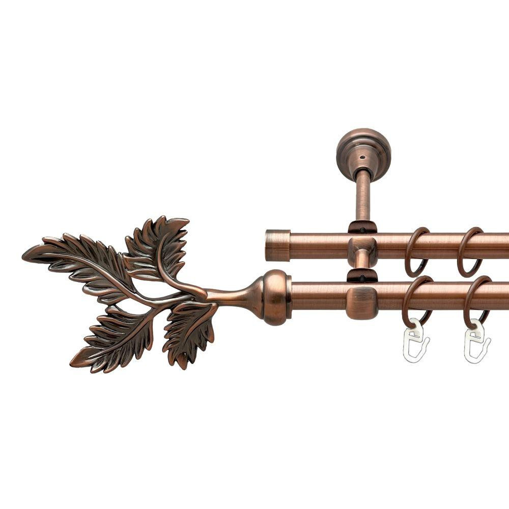 Карниз Orvit Папороть металевий дворядний відкритий гладка труба кільце металеве Мідь 16\16 мм 140 см (00-00020694) Львів - фото 1