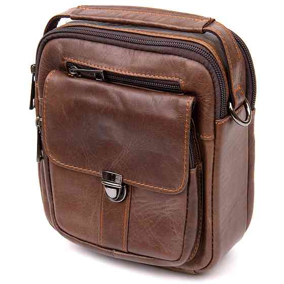 Компактний месенджер на два відділення чоловічий Vintage 20396 Коричневий Київ