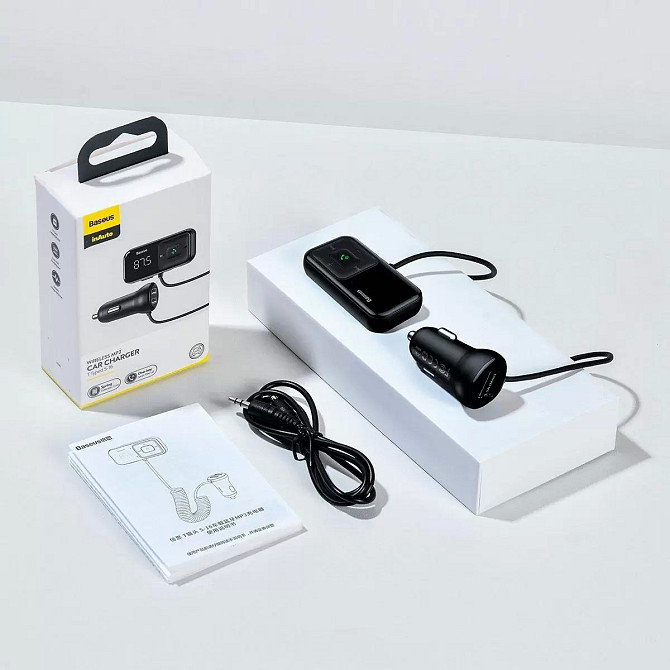 FM трансмітер модулятор Baseus S-16 Bluetooth FM Launcher 2 USB CCTM-E01 (Чорний) Николаев - изображение 9
