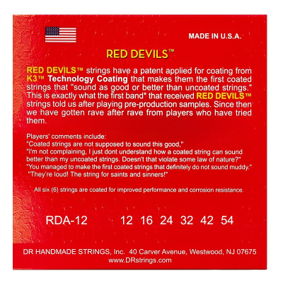 Струни для гітари DR Strings RED DEVILS Acoustic - Light (12-54) (RDA-12) Вінниця - фото 3