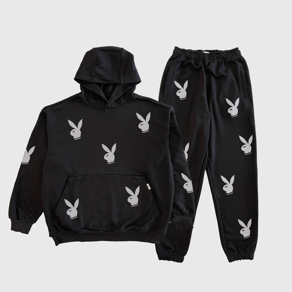 Спортивний костюм з рефлективним принтом PLAYBOY | худі + джогери XXL, Бежевый Чернівці - фото 1