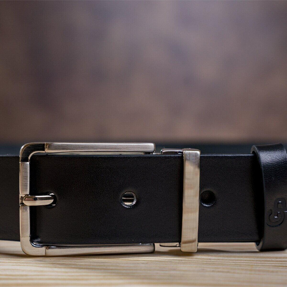 Ремень мужской GRANDE PELLE 00249 кожаный Черный Киев - изображение 1