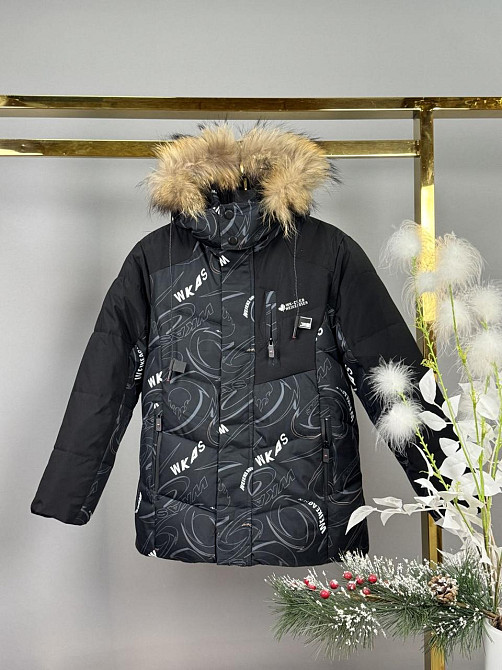 Детская зимняя черная курточка для мальчика на холофайбере 134 Николаев - изображение 1