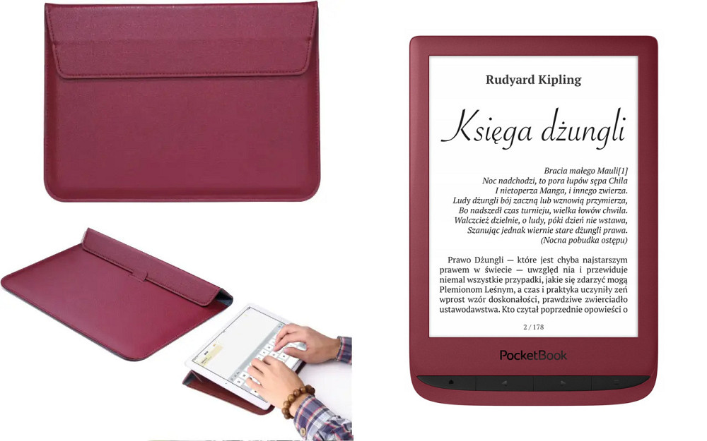 Чехол-конверт VitoCase для PocketBook Touch Lux 5, с функцией подставки для книги Бордовый Киев - изображение 1