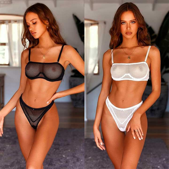 Ефектний комплект у сітку - Білий - S/M - Еротична білизна Вінниця - фото 5