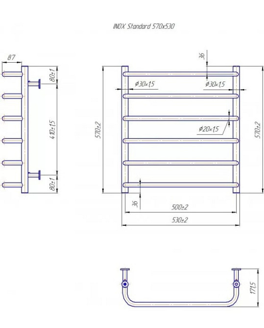 Водяна рушникосушка Mario INOX Стандарт 570х530/500 Київ - фото 4