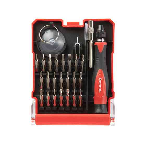 Викрутка прецизійна з комплектом насадок, 29 од., Cr-V INTERTOOL VT-3336 Київ