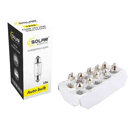 Лампа розжарювання Solar С10W 12V 10W SV8,5 T11x31, 10шт Київ