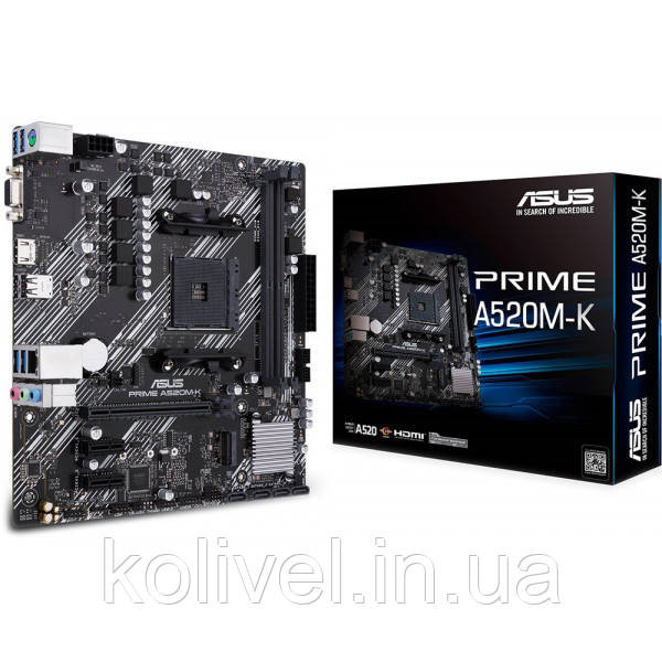 ASUS PRIME A520M-K (AM4,A520, 2*DDR4, PCI-Ex16, 4SATAIII, RAID, M.2, VGA/HDMI, Glan, 6ch, mATX) Киев - изображение 6