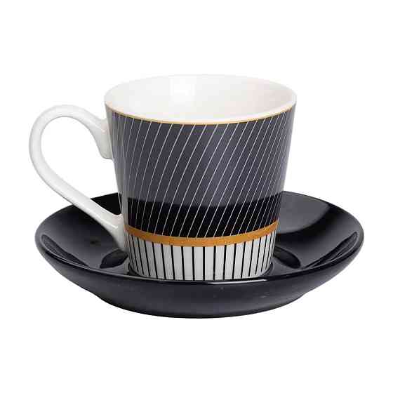 Liling Rongxiang Ceramic порцелянова чашка з чорним блюдцем 200 мл RX-N24708BW Київ