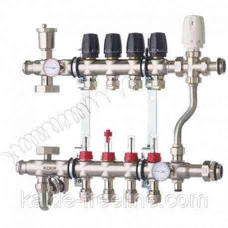 Колектор з триходовим клапаном 1013 нержавіюча сталь в зборі на 4 виходи Харків