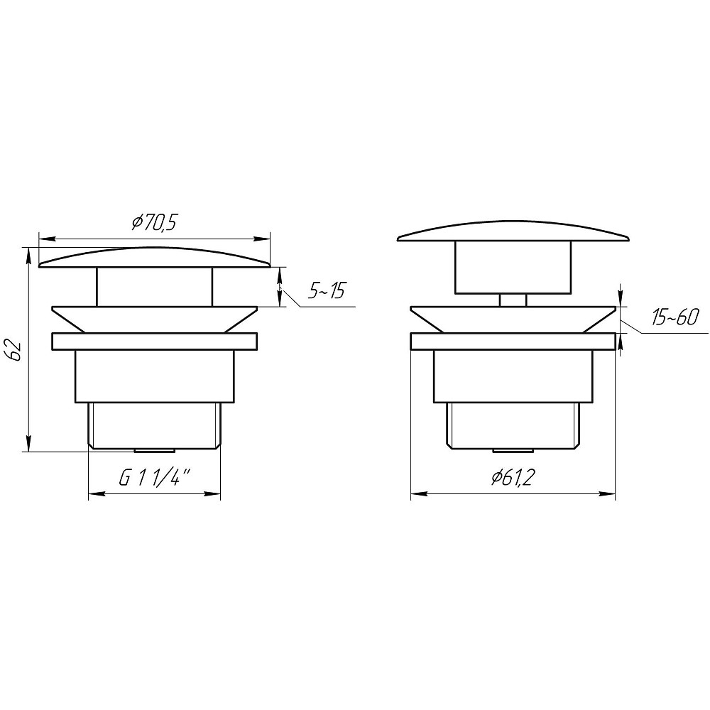 Донний клапан TOPAZ TK-15A (Click-clack) Луцьк - фото 2