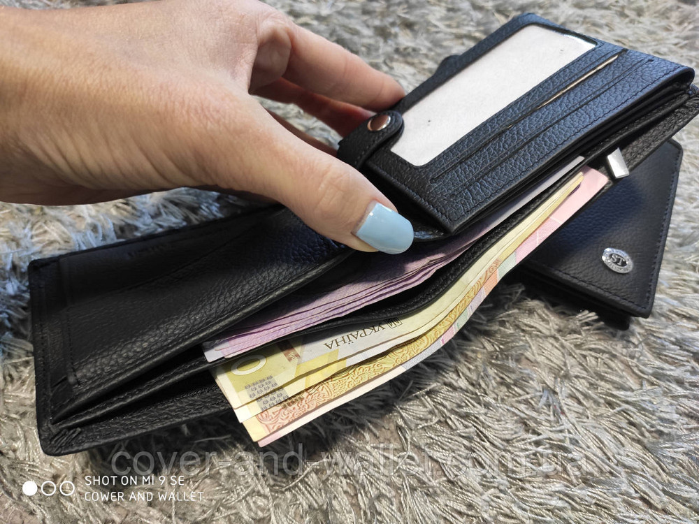 Шкіряний чоловічий гаманець без застібки з блоком для документів ST 108 Київ - фото 7