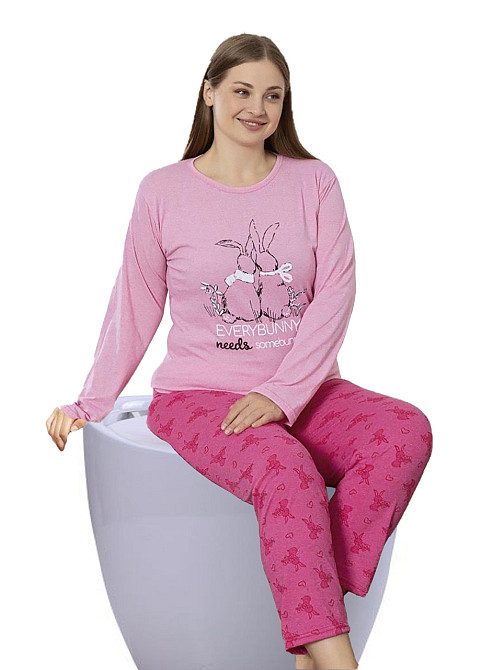 Тепла жіноча піжама трикотажна C34624 4XL Київ - фото 1
