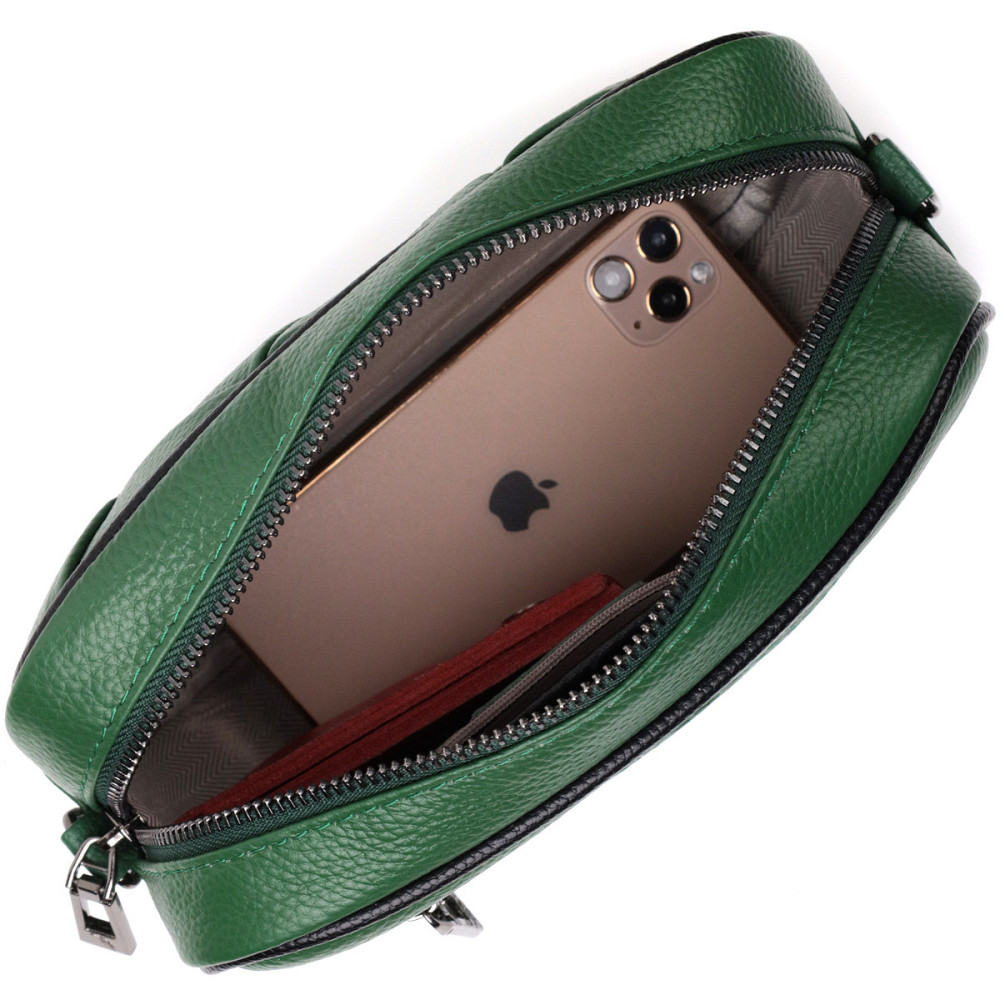 Интересная кожаная сумка с переплетами для стильных женщин Vintage 22410 Зеленая Киев - изображение 7