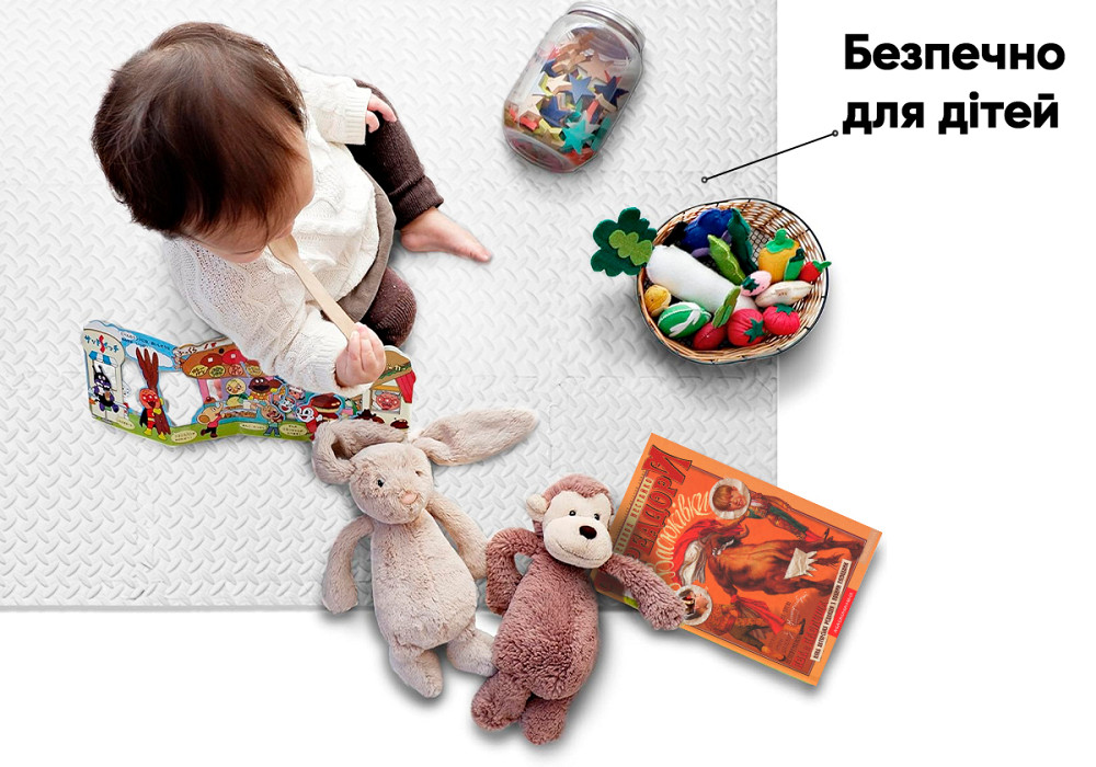 Татамі мат EasyFit 8 шт (30х30х1 см) хвіст ластівки білий Коломия - фото 2