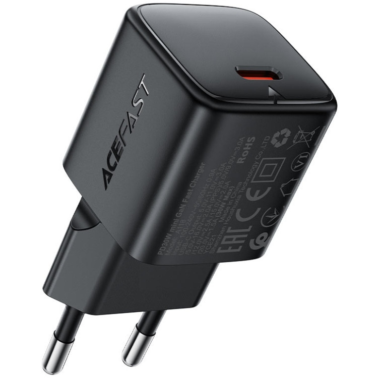Зарядний пристрій 1xUSB-C 30W Gan A118 Fast Charger black Acefast Винница - изображение 1
