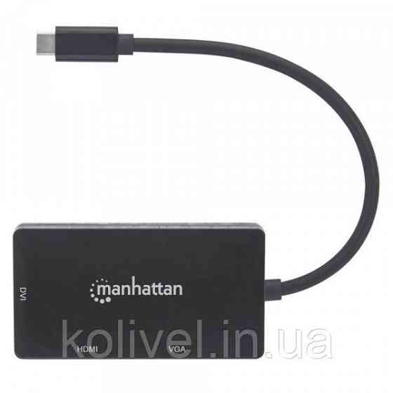Док-станція USB3.1 Type-C --> HDMI/DVI-I/VGA Black Manhattan (152983) Київ