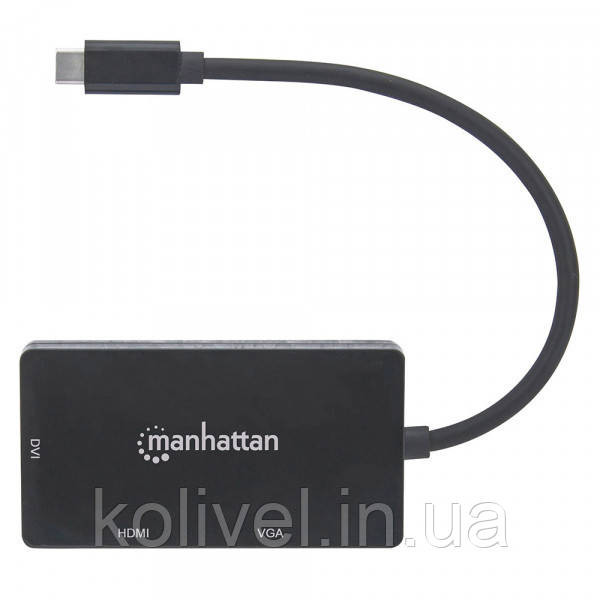 Док-станція USB3.1 Type-C --> HDMI/DVI-I/VGA Black Manhattan (152983) Київ - фото 4