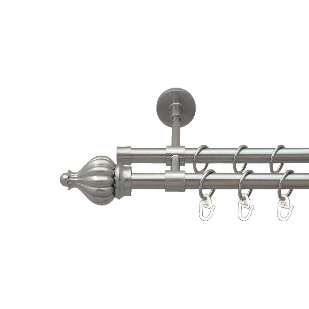 Карниз Orvit Таджа металевий дворядний закритий гладка труба кільце металеве Нержавіюча Сталь 16\16 мм 240 см Львов - изображение 1