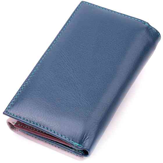 Практичний жіночий гаманець у три складання з натуральної шкіри ST Leather 19445 Різнокольоровий Київ