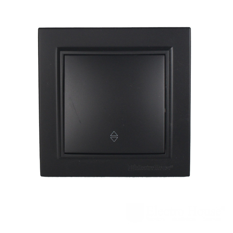 Выключатель одноклавишный проходной, Enzo безупречный графит Днепр - изображение 1