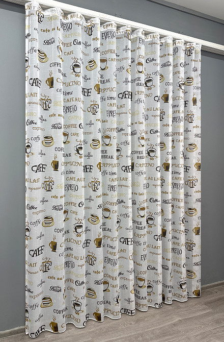 Тюль VR-Textil 1858т Лен Белый с коричневым 300х270 см (42-0810) Киев - изображение 3