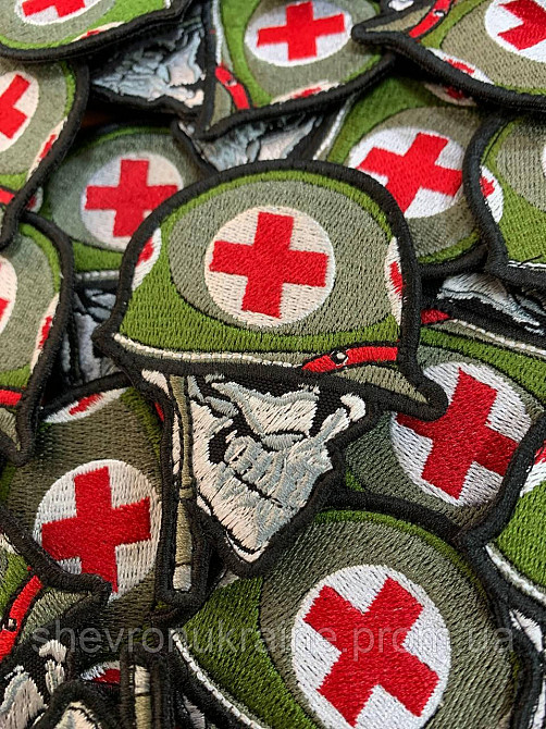 Шеврон Медицинский череп (Форма контурная. На липучке) Размер 9x7см Киев - изображение 2