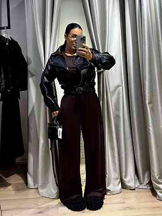 Женский стильный повседневный костюм двойка турецкая вискозная двунитка Шоколад Одесса