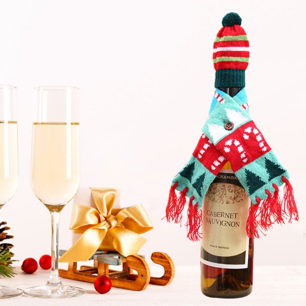 Новорічний декор для шампанського Шапка та шарф one size різнобарвний Київ - фото 2