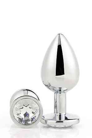 Dt21785 анальна пробка з каменем GLEAMING LOVE SILVER PLUG SMALL Sex Aura Київ