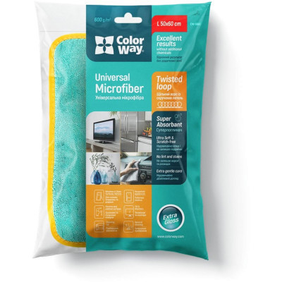 Серветки для прибирання ColorWay Мікрофібра для універсального застосування 600gsm 50 х 60 см 1 шт. (CW-5660) Вінниця - фото 1