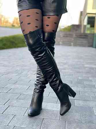 Nivelle Ботфорти жіночі NIVELLE чорні натуральна шкіра висота 50см обхват гомілки 35-37см каблу Коломыя