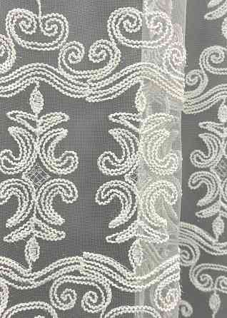 Тюль VR-Textil 1854т Фатин с вышивкой Корд Молочный 300х270 см (40-208) Киев