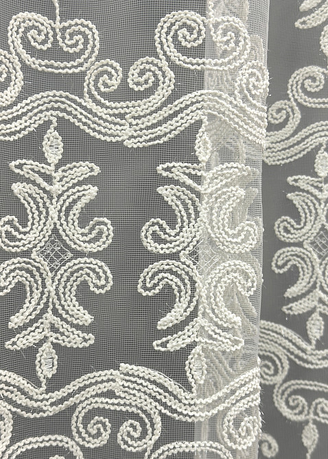 Тюль VR-Textil 1854т Фатин с вышивкой Корд Молочный 300х270 см (40-208) Киев - изображение 6