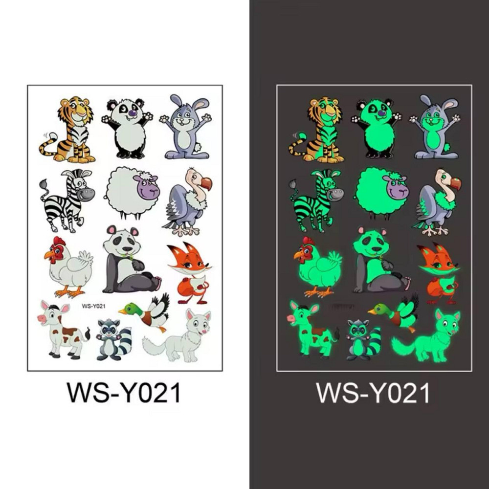 Дитячі тимчасові тату перекладні, флуоресцентні тату для дітей, водостійкі тату, що світяться, 5 лис Київ - фото 2