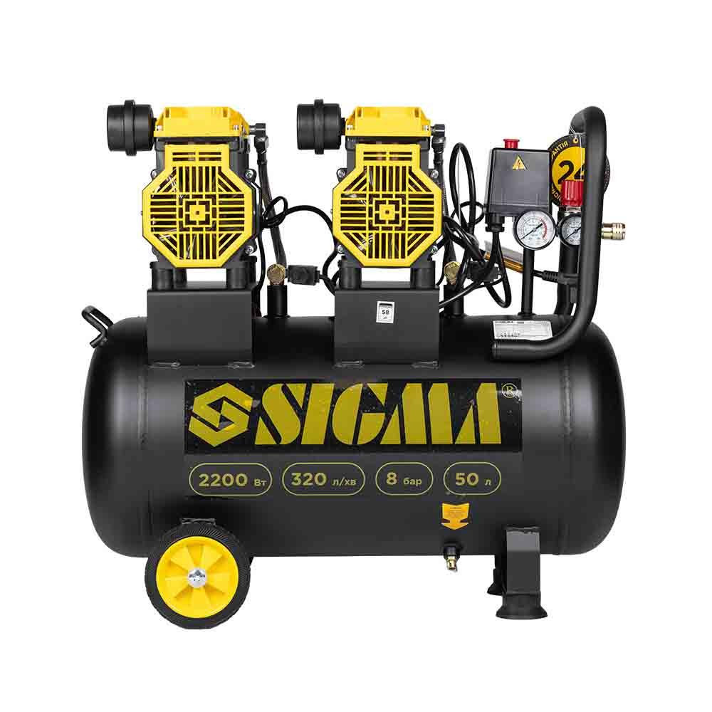 Компрессор четырехцилиндровый безмасляный 2.2кВт 1400об/мин 320л/мин 8бар 58дБ 50л SIGMA (7042551) Ровно - изображение 10