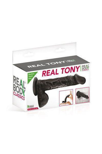 Фалоімітатор Real Body — Real Tony Black, TPE, діаметр 3,5 см Sex Aura Київ - фото 4