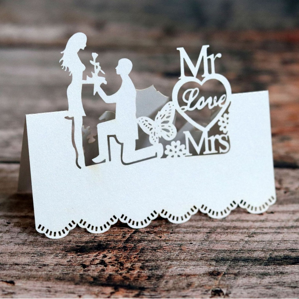 Розсадкові картки на весілля для гостей 10 штук 90 на 45 мм білий Київ - фото 1