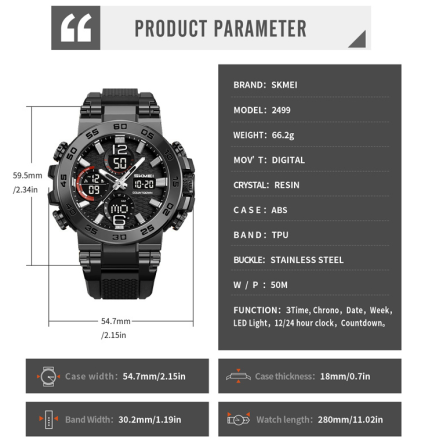 Часы наручные SKMEI 2499BK, BLACK, 11477 Днепр